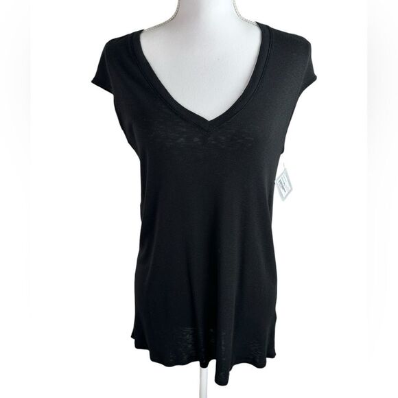 Three Dots Cap Sleeve V-Neck Basic Tee Size Small - Picture 1 of 9